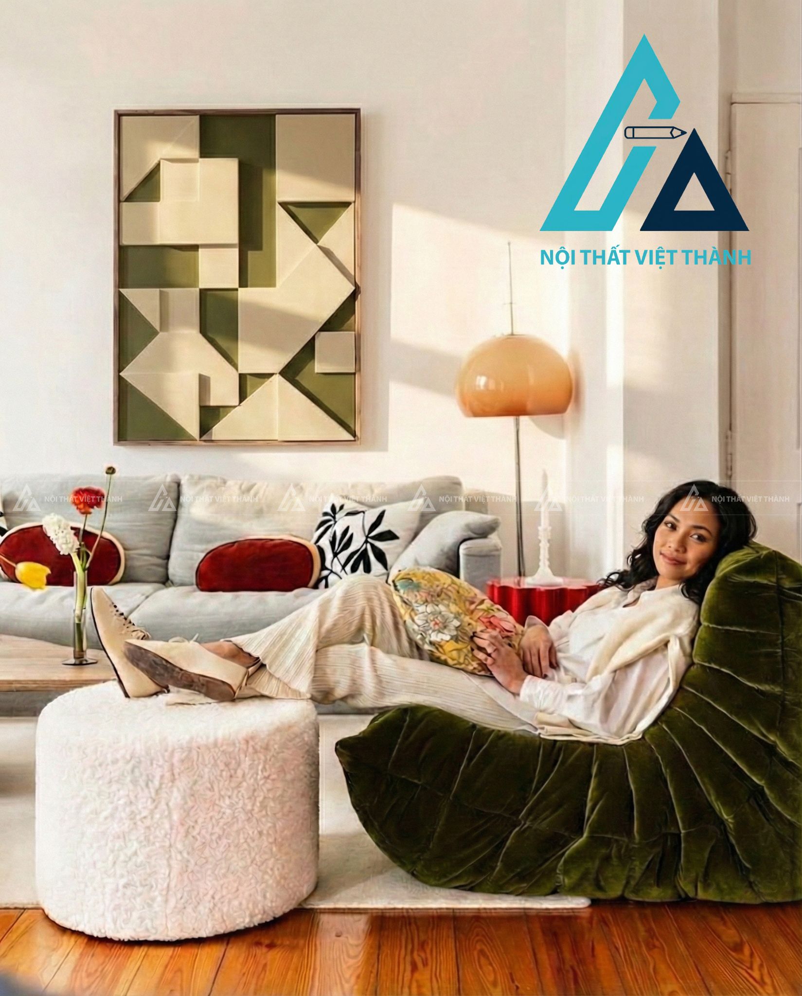 Tranh gỗ treo tường phòng khách Giao Thoa Góc Cạnh 5