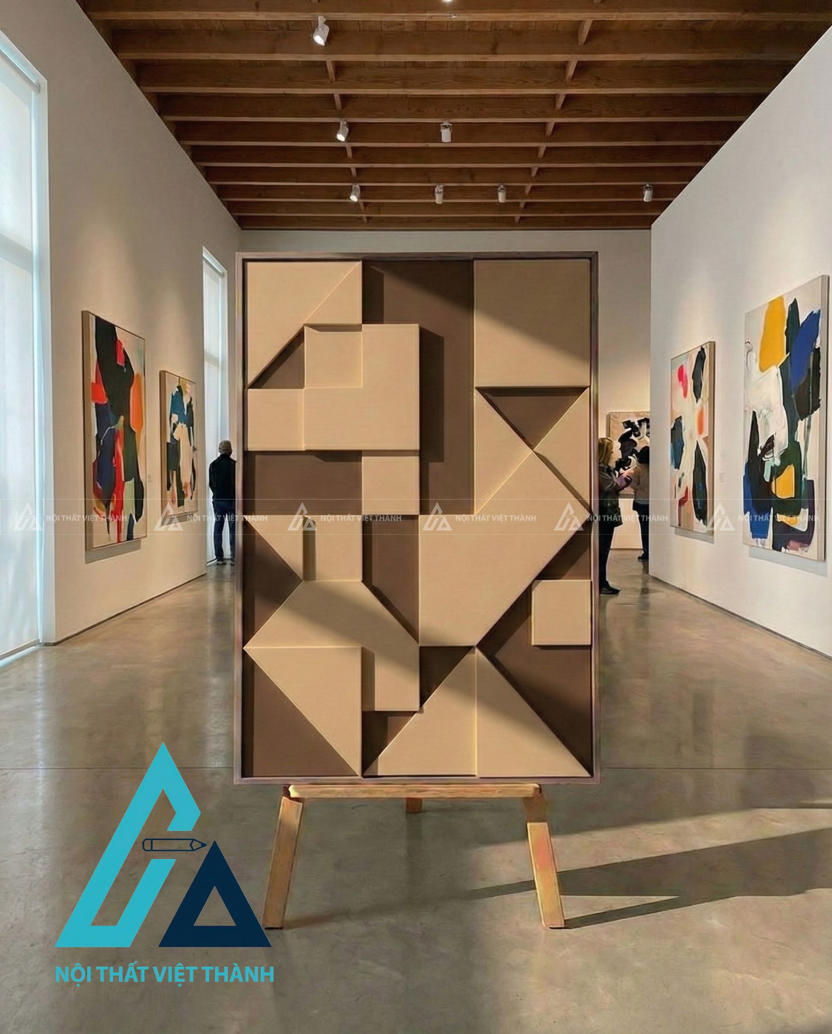 Tranh gỗ treo tường phòng khách Giao Thoa Góc Cạnh