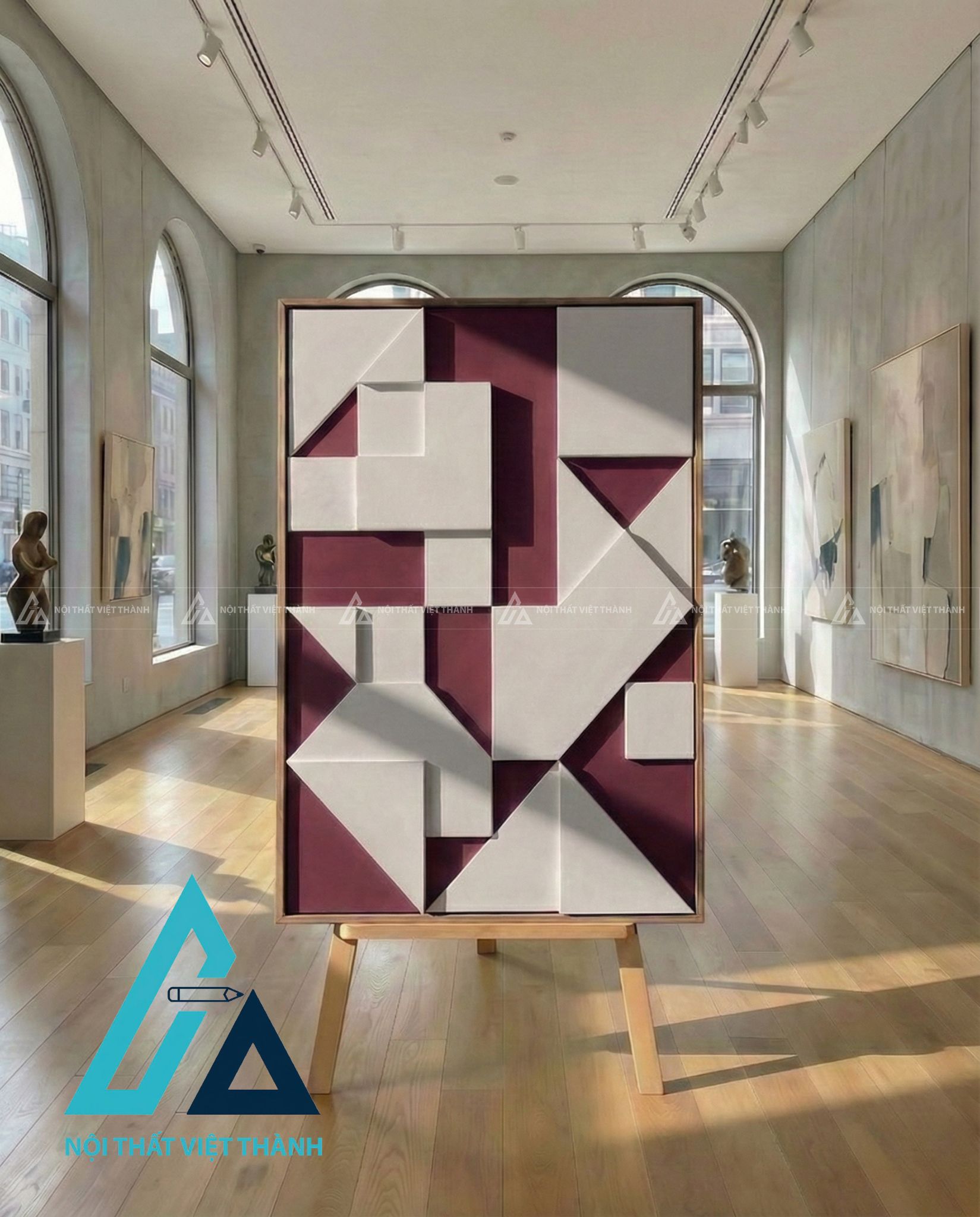 Tranh gỗ treo tường phòng khách Giao Thoa Góc Cạnh