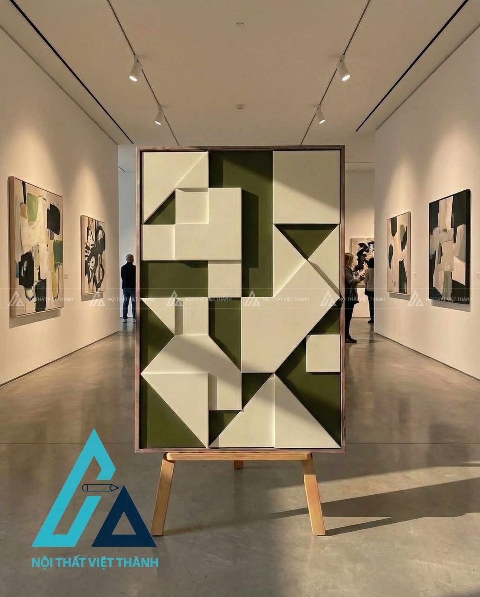 Tranh gỗ treo tường phòng khách Giao Thoa Góc Cạnh