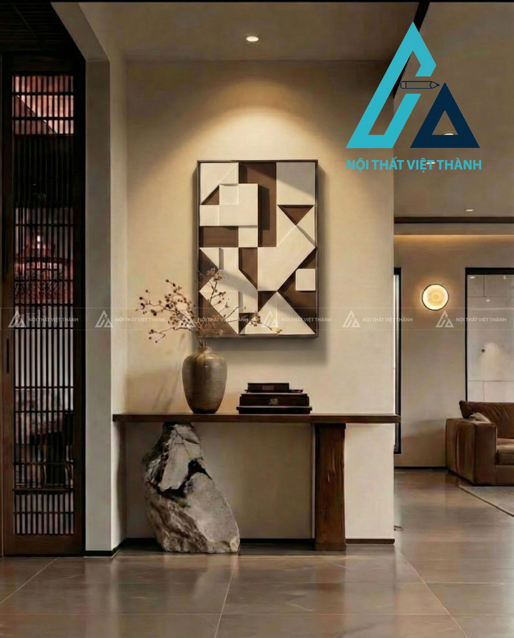 Tranh gỗ treo tường phòng khách Giao Thoa Góc Cạnh 3