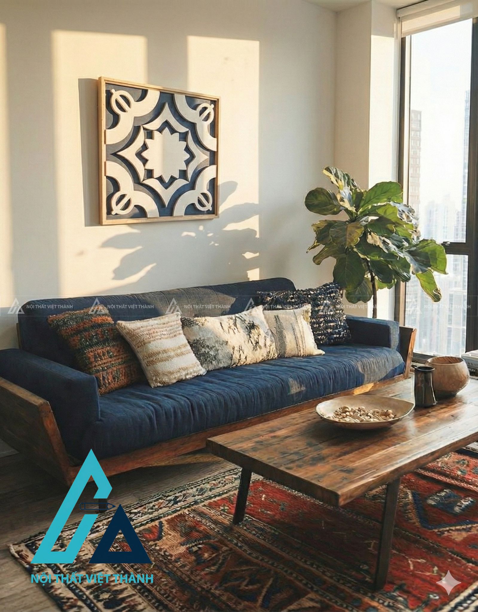 Tranh gỗ treo tường phòng khách, phòng ngủ Nhất Tâm Tỏa Sáng 5