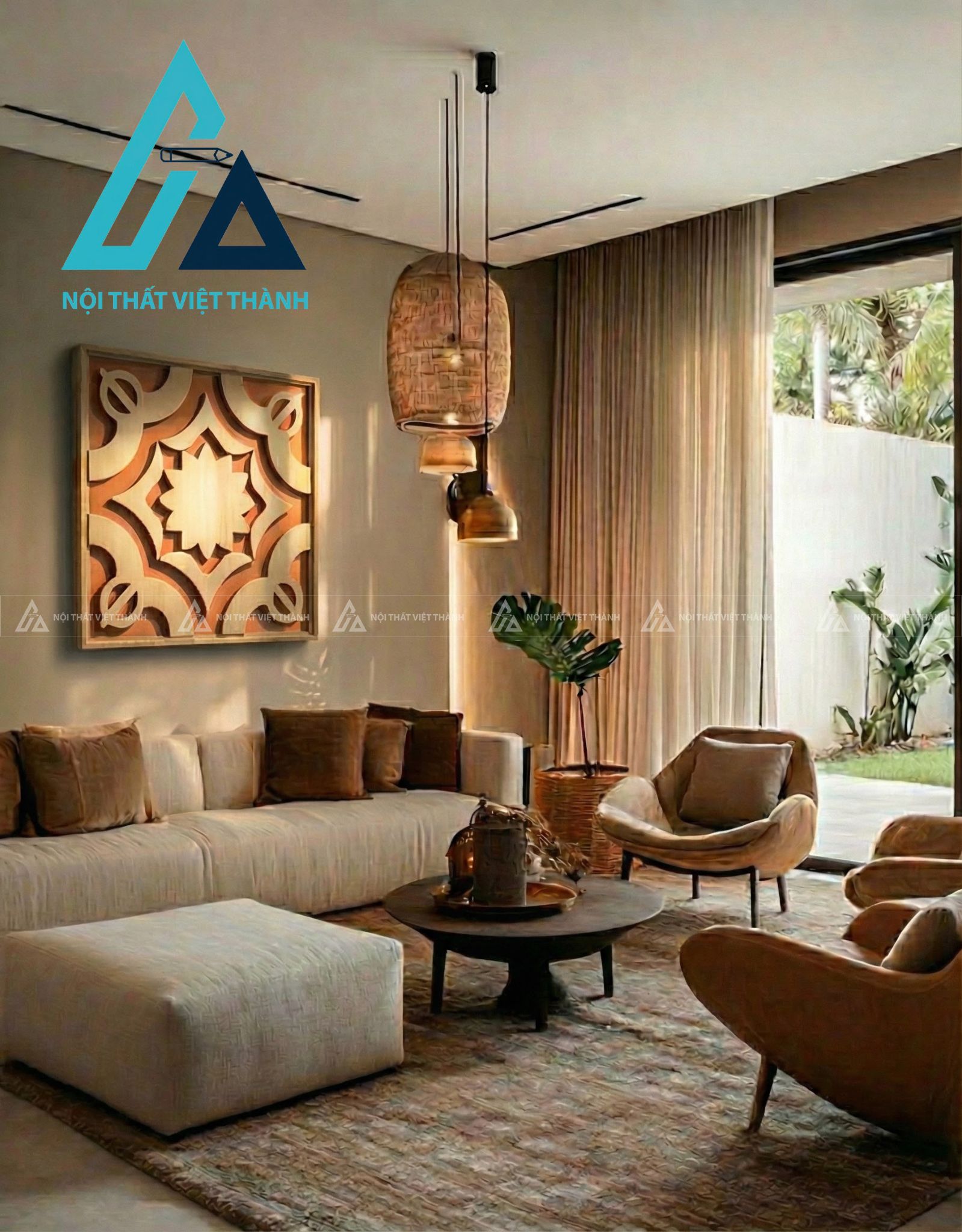 Tranh gỗ treo tường phòng khách, phòng ngủ Nhất Tâm Tỏa Sáng 1