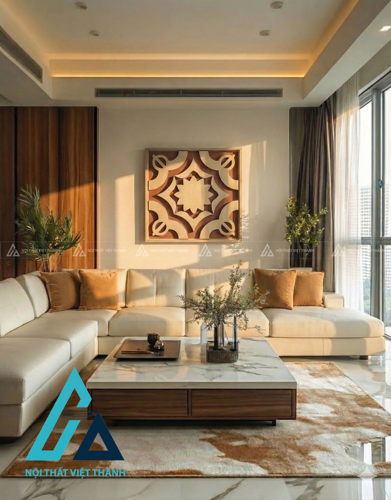 Tranh gỗ treo tường phòng khách, phòng ngủ Nhất Tâm Tỏa Sáng 3