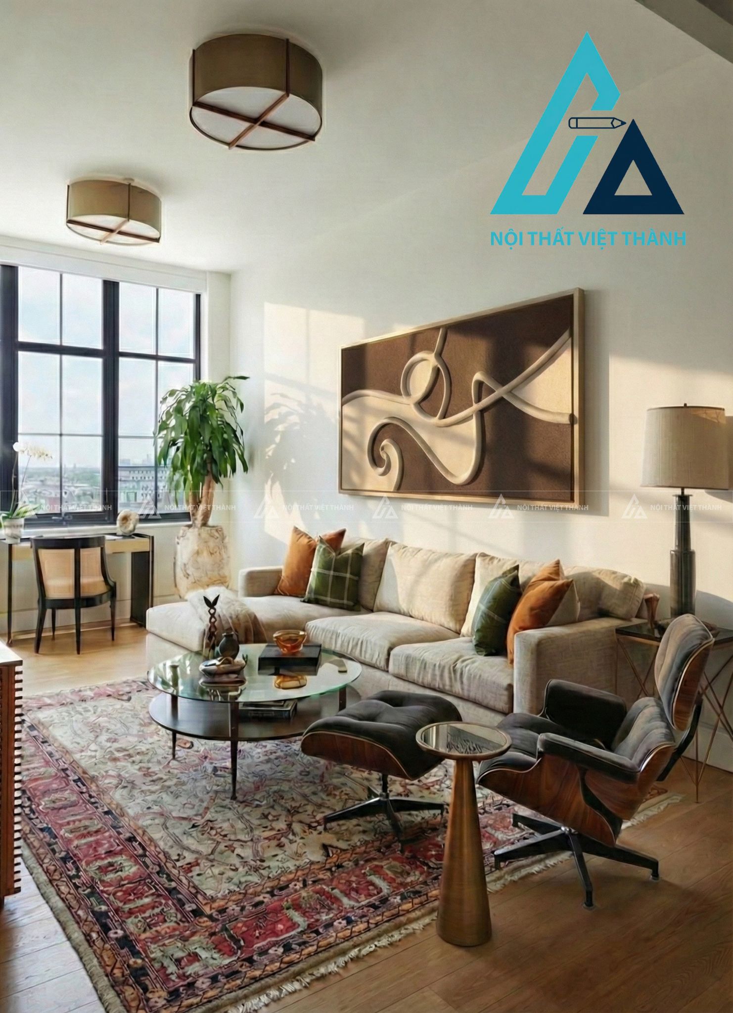 Tranh gỗ treo tường phòng khách, phòng ngủ Thanh Vân Lưu Thủy 5