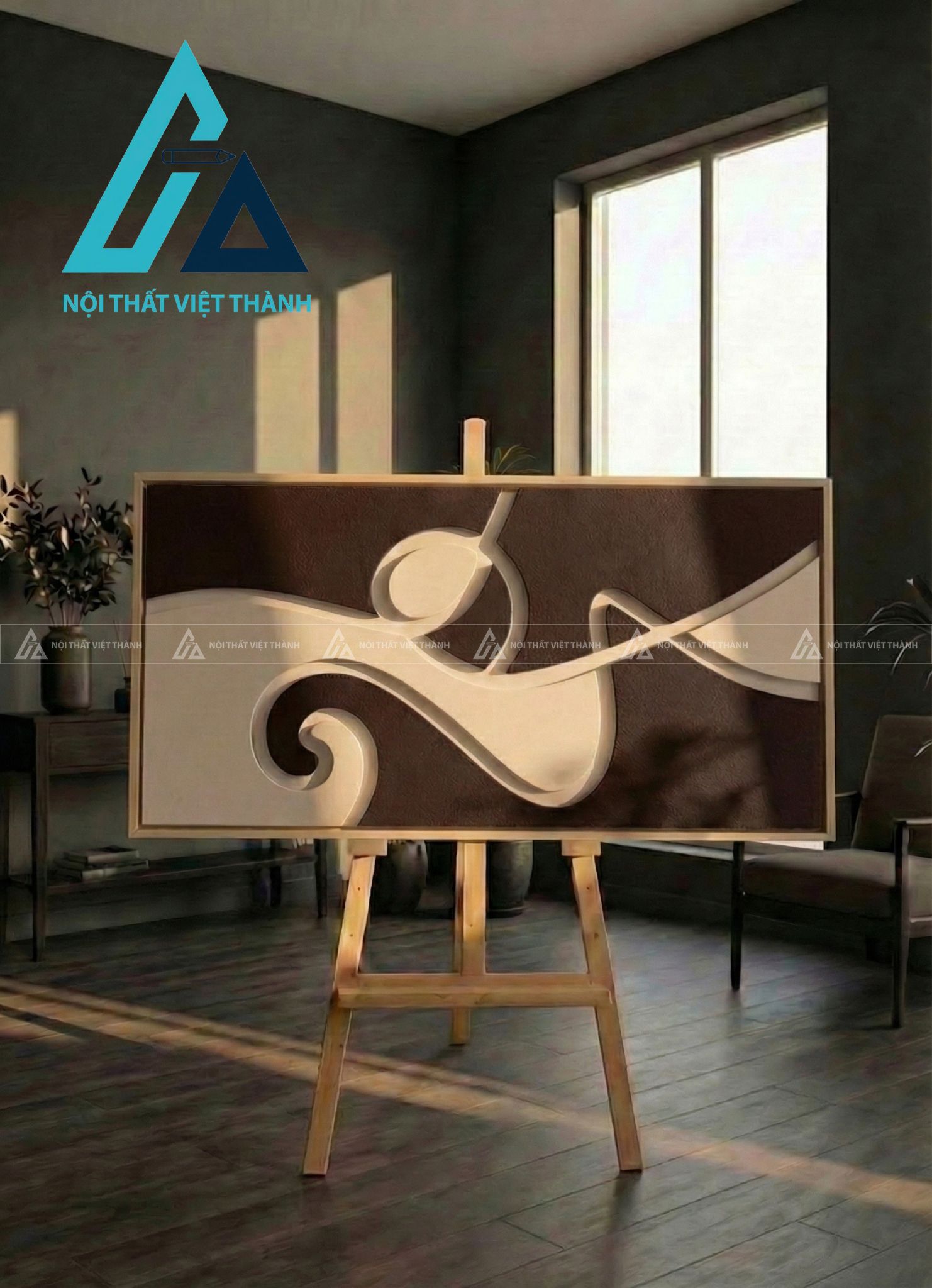 Tranh gỗ treo tường phòng khách, phòng ngủ Thanh Vân Lưu Thủy