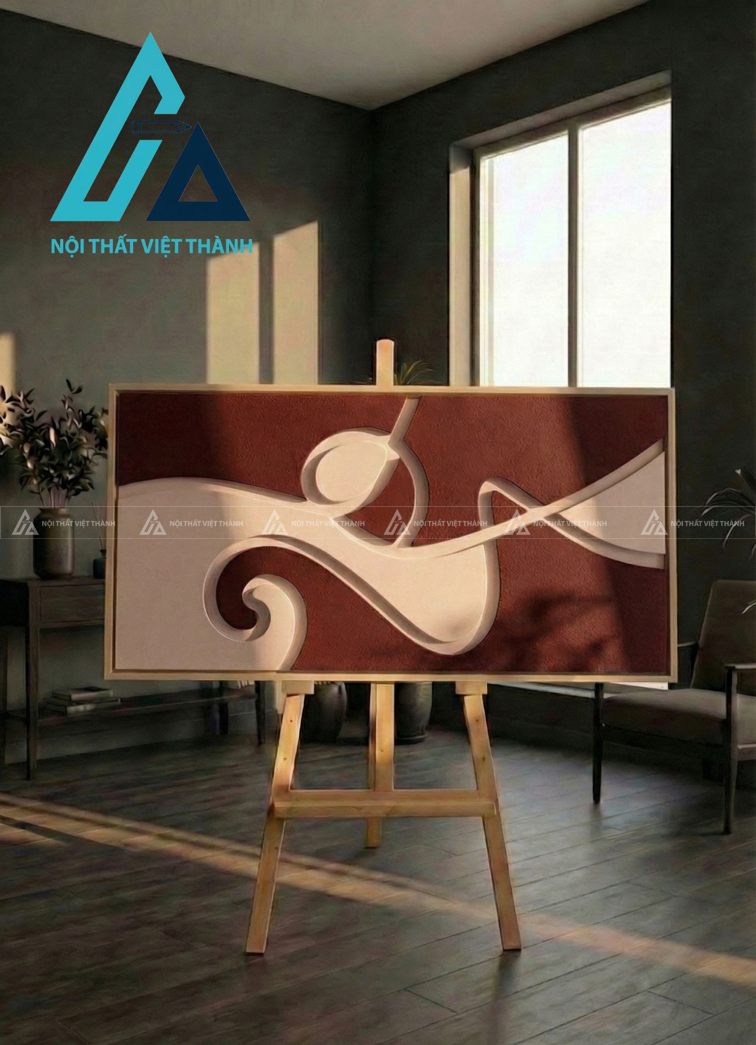 Tranh gỗ treo tường phòng khách, phòng ngủ Thanh Vân Lưu Thủy