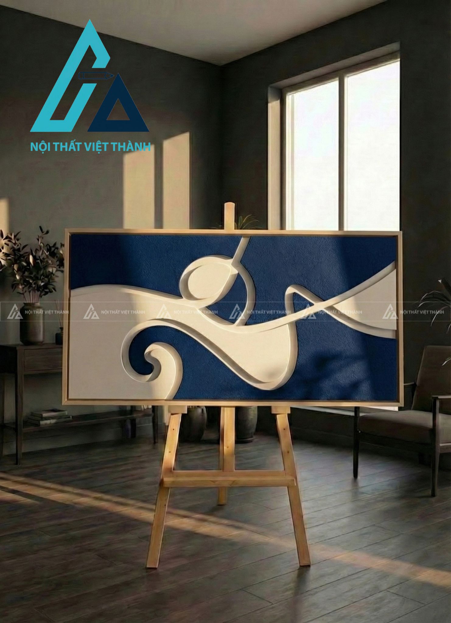 Tranh gỗ treo tường phòng khách, phòng ngủ Thanh Vân Lưu Thủy