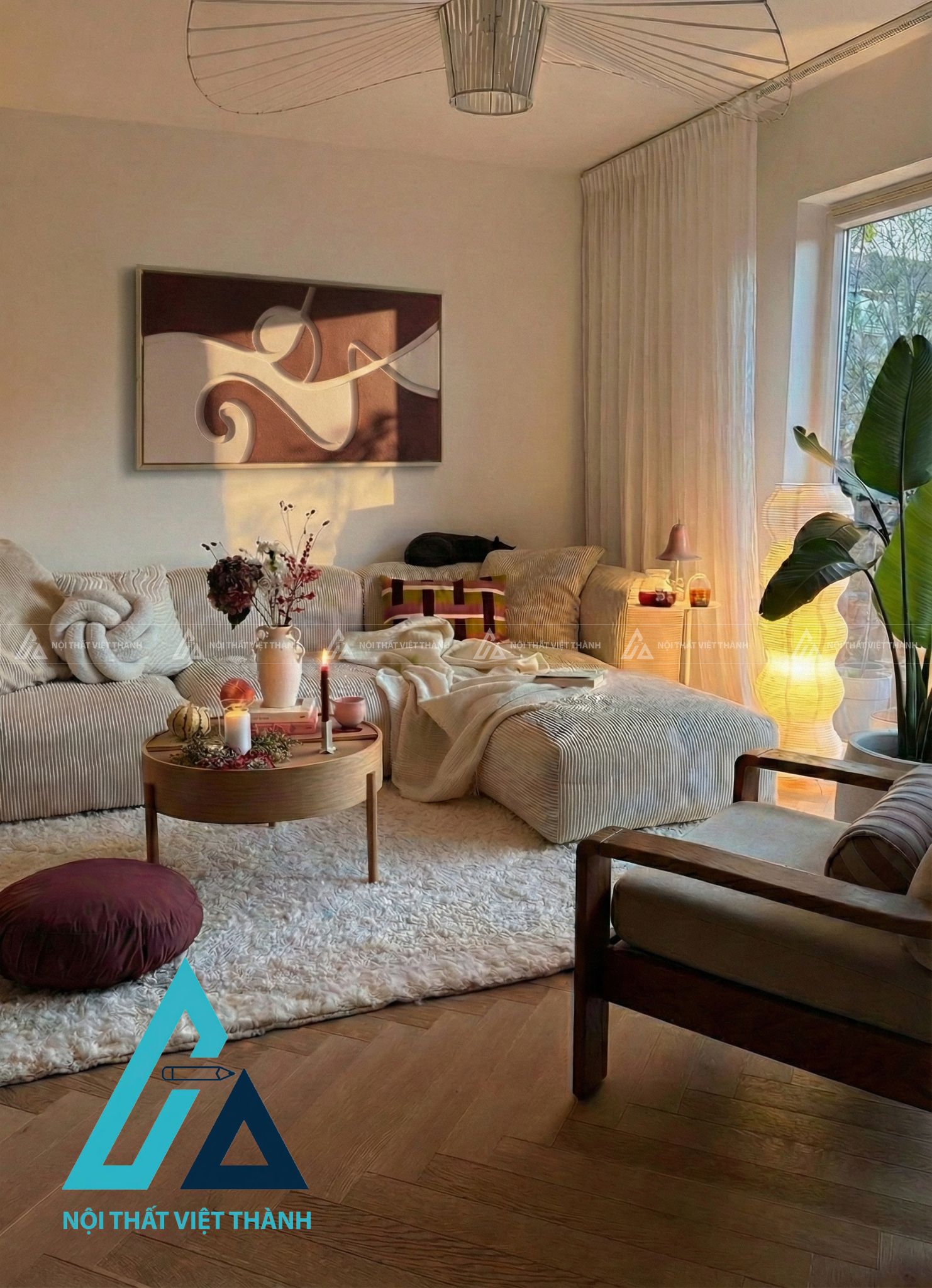 Tranh gỗ treo tường phòng khách, phòng ngủ Thanh Vân Lưu Thủy 3