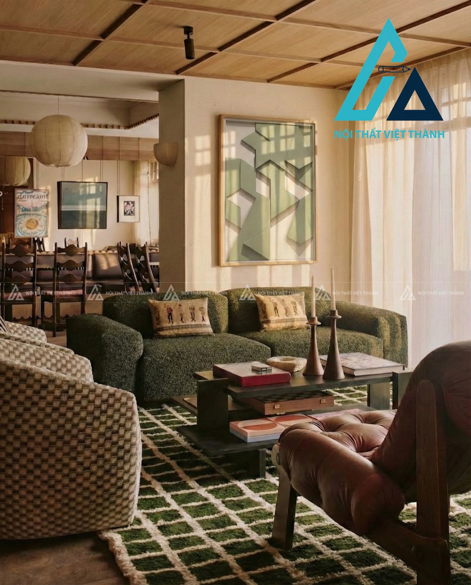 Tranh gỗ treo tường phòng khách, phòng ngủ Trùng Sơn Điệp Thạch 5