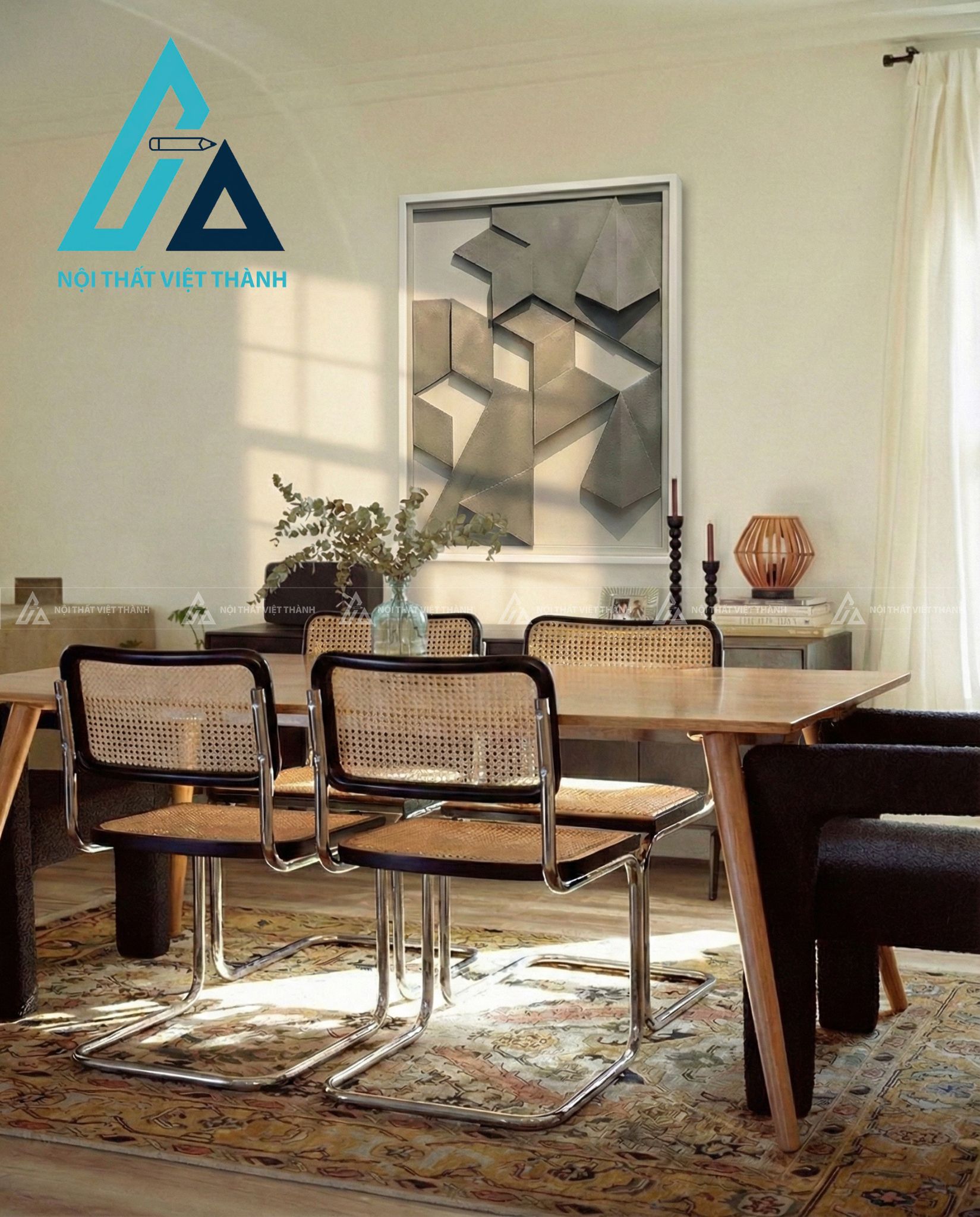 Ảnh tranh gỗ Trùng Sơn Điệp Thạch ở không gian phòng khách