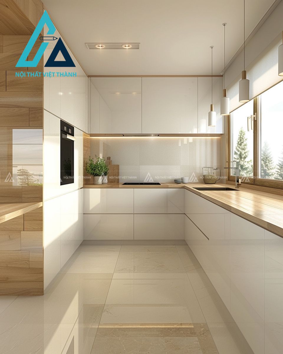 Tủ bếp kịch trần tối đa lưu trữ