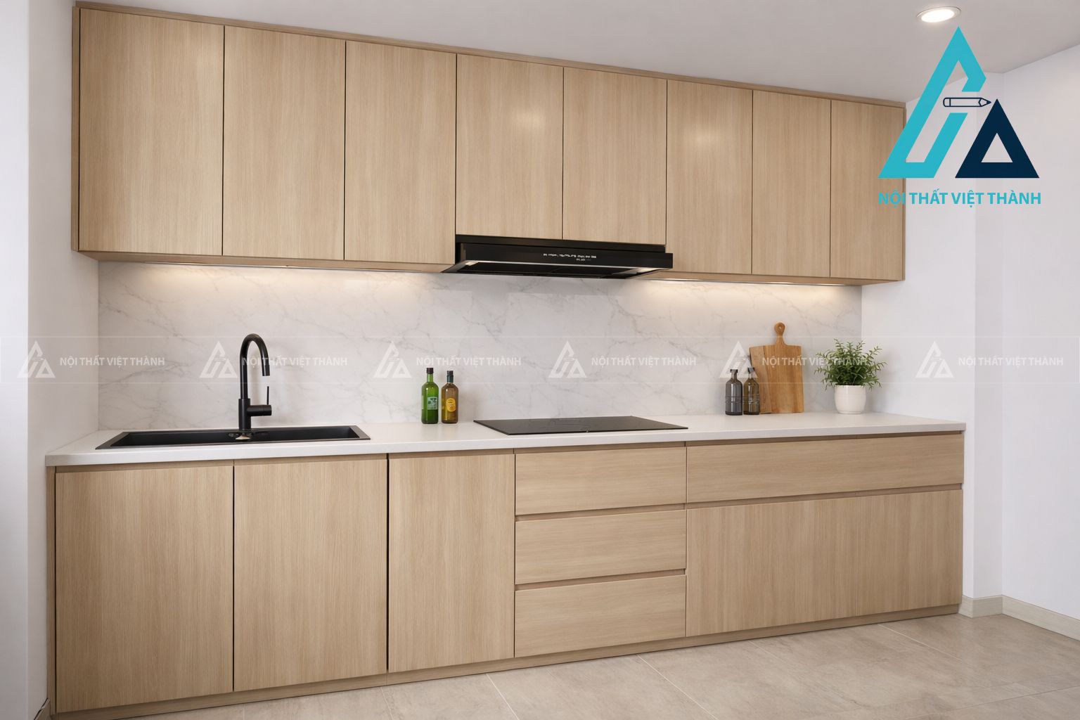 Tủ bếp MDF hiện đại, thẩm mỹ cao