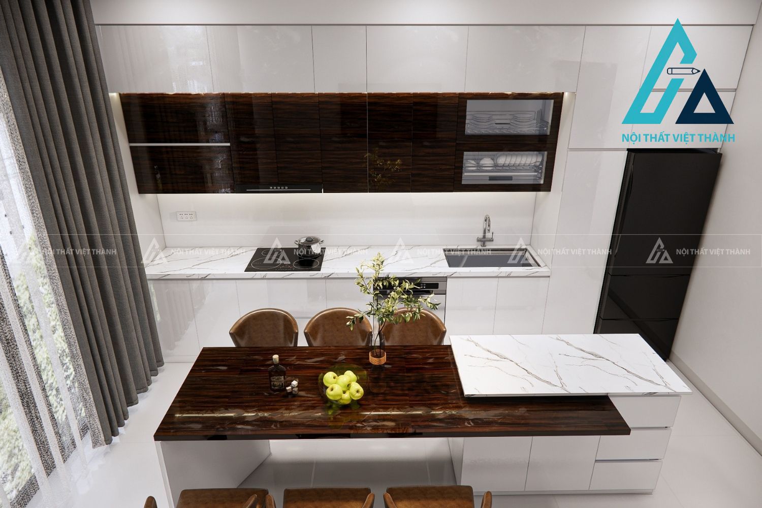 Tủ Bếp Acrylic Cao Cấp Tối Ưu Công Năng Sử Dụng 1