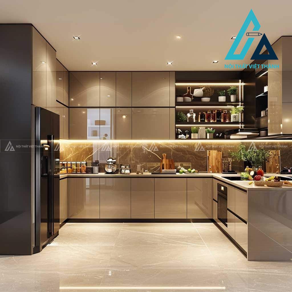Tủ bếp bóng đẹp, hiện đại