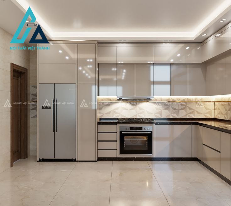 Tủ bếp hài hoà với gian bếp