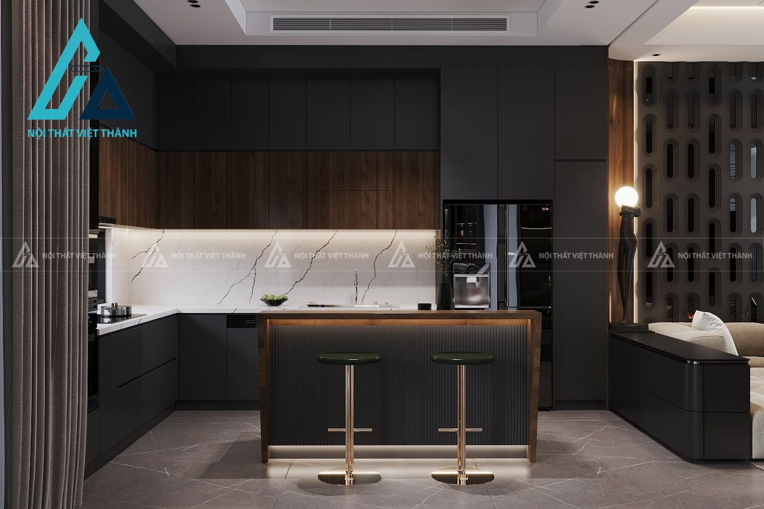 Tủ Bếp MDF Tinh Tế Mang Lại Không Gian Sạch Sẽ Gọn Gàng