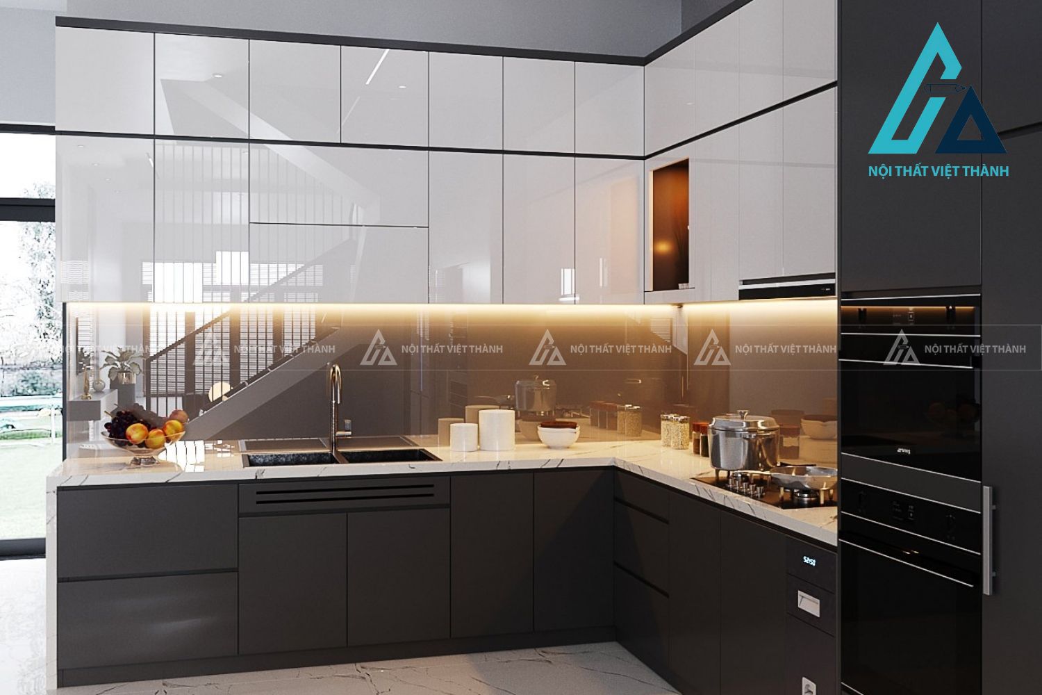 Tủ Bếp MDF Tinh Gọn Mang Lại Sự Gọn Gàng Ngăn Nắp 1