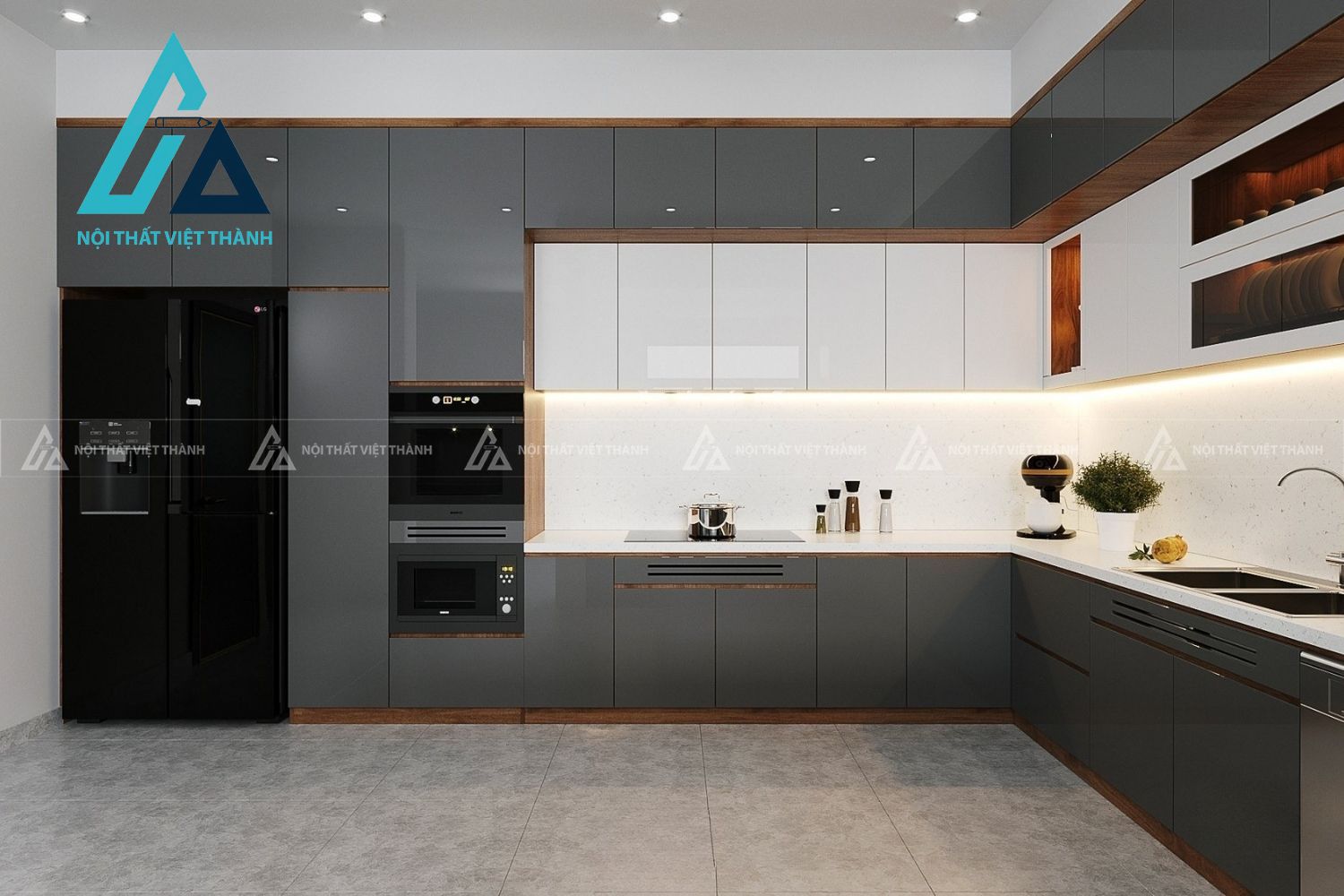 Tủ Bếp MDF Phong Cách Trẻ Trung Tạo Điểm Nhấn Ấn Tượng