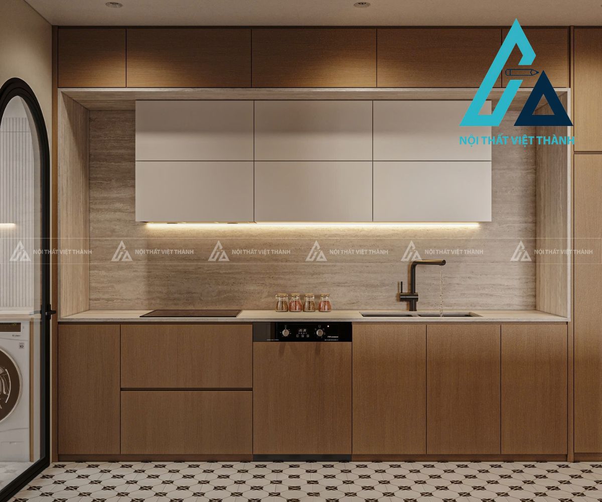 Tủ Bếp MDF Tinh Tế Mang Lại Không Gian Ấm Cúng