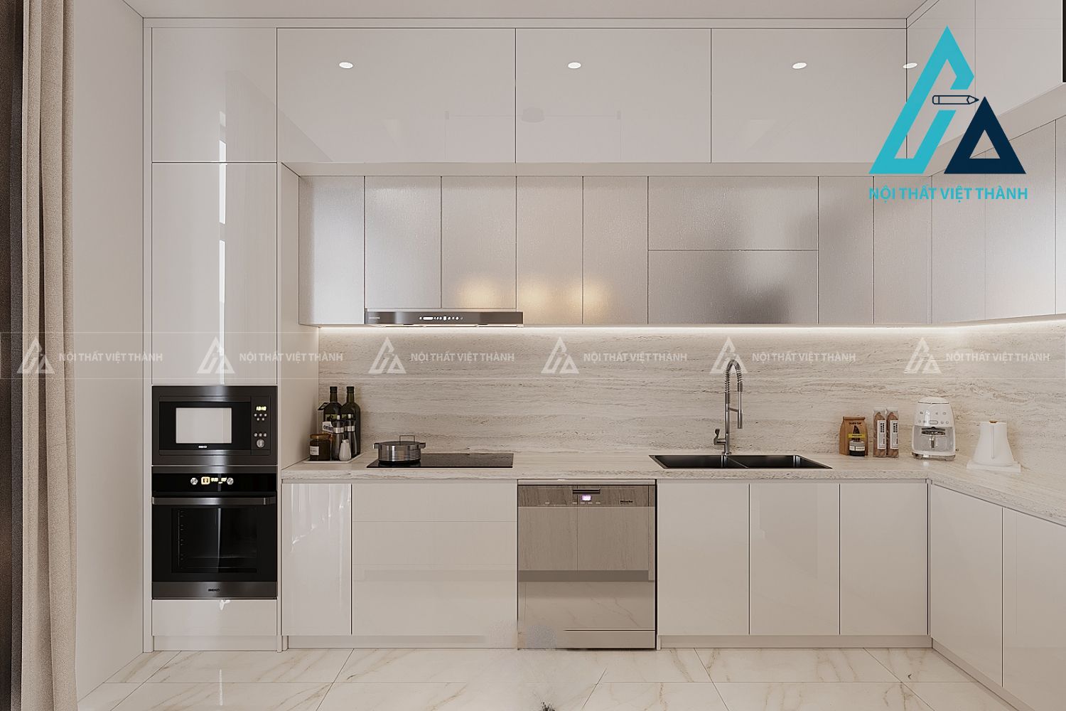 Tủ Bếp MDF Tối Giản Mang Lại Cảm Giác Thông Thoáng 1