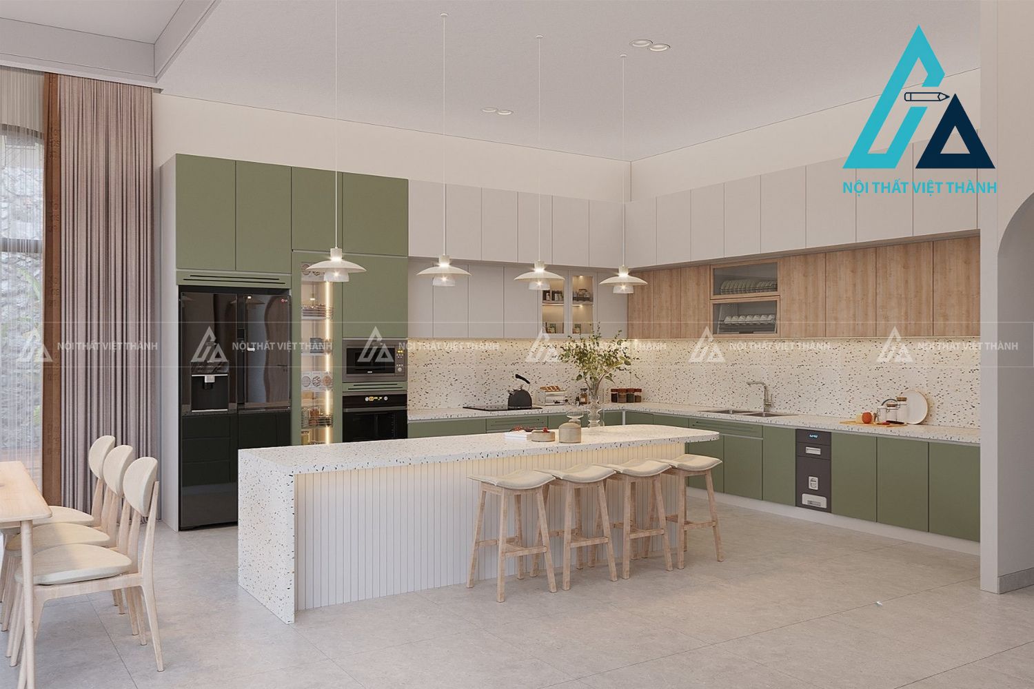 Tủ Bếp MDF Bền Bỉ Chịu Lực Tốt Sử Dụng Lâu Dài