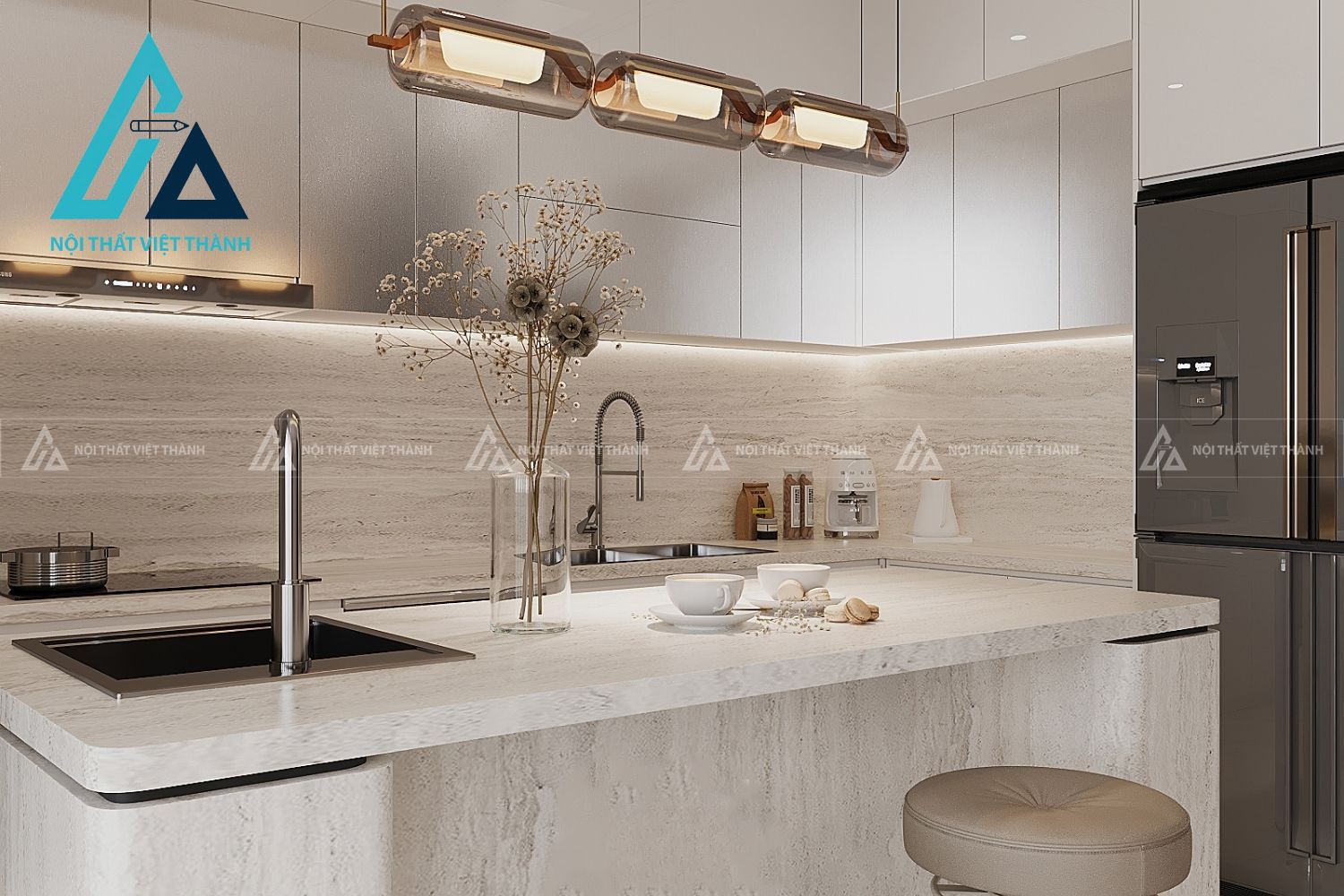 Tủ Bếp MDF Tối Giản Mang Lại Cảm Giác Thông Thoáng