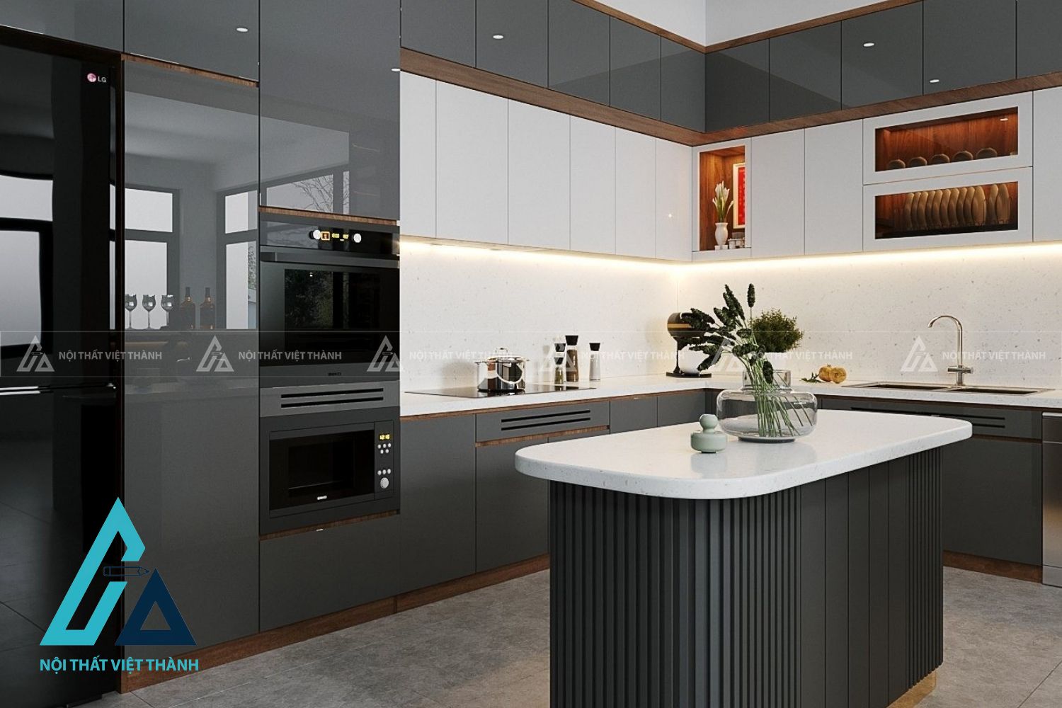 Tủ Bếp MDF Phong Cách Trẻ Trung Tạo Điểm Nhấn Ấn Tượng 1