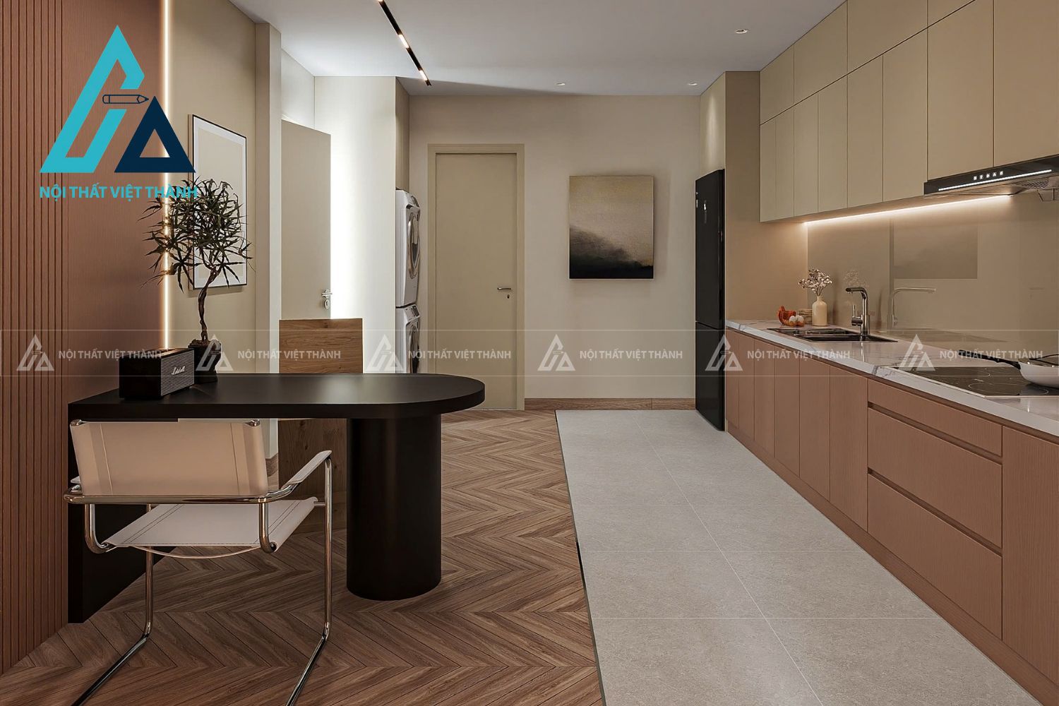 Tủ Bếp MDF Kiểu Dáng Thanh Lịch Tạo Không Gian Bếp Sang Trọng