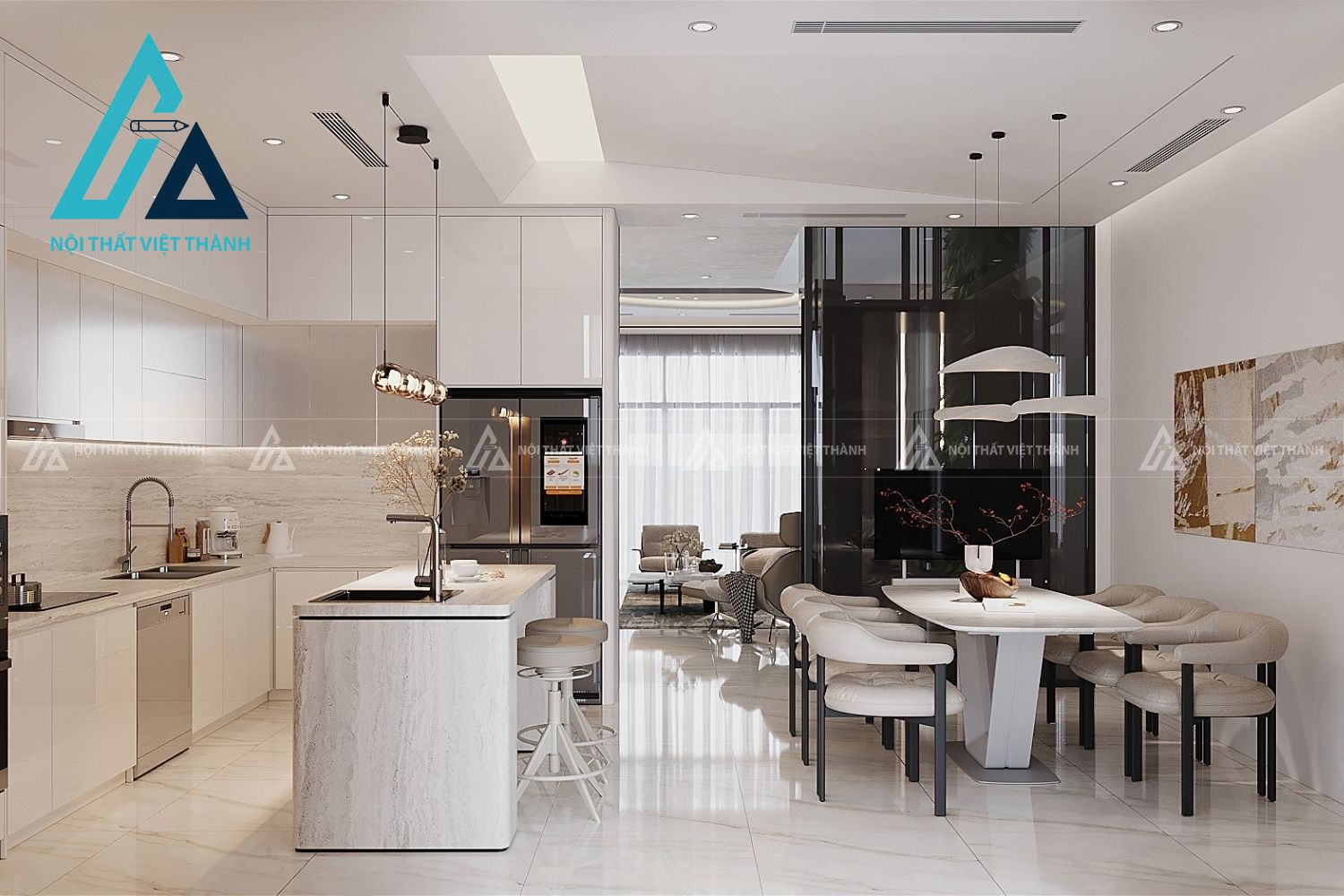 Tủ Bếp MDF Tối Giản Mang Lại Cảm Giác Thông Thoáng 2