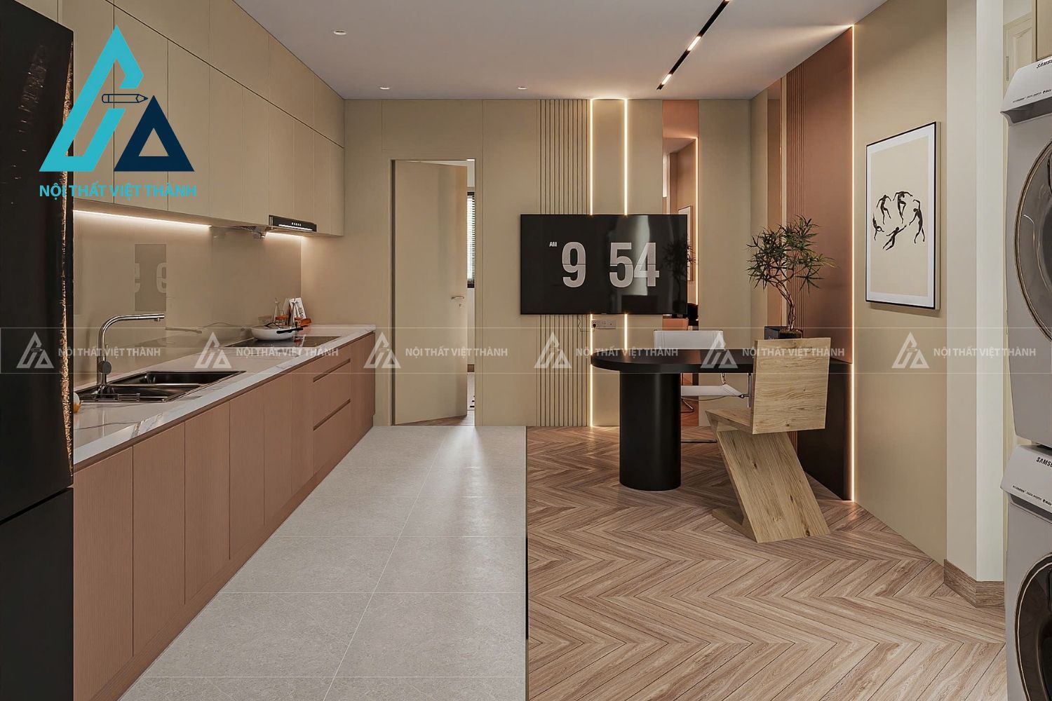 Tủ Bếp MDF Kiểu Dáng Thanh Lịch Tạo Không Gian Bếp Sang Trọng 2