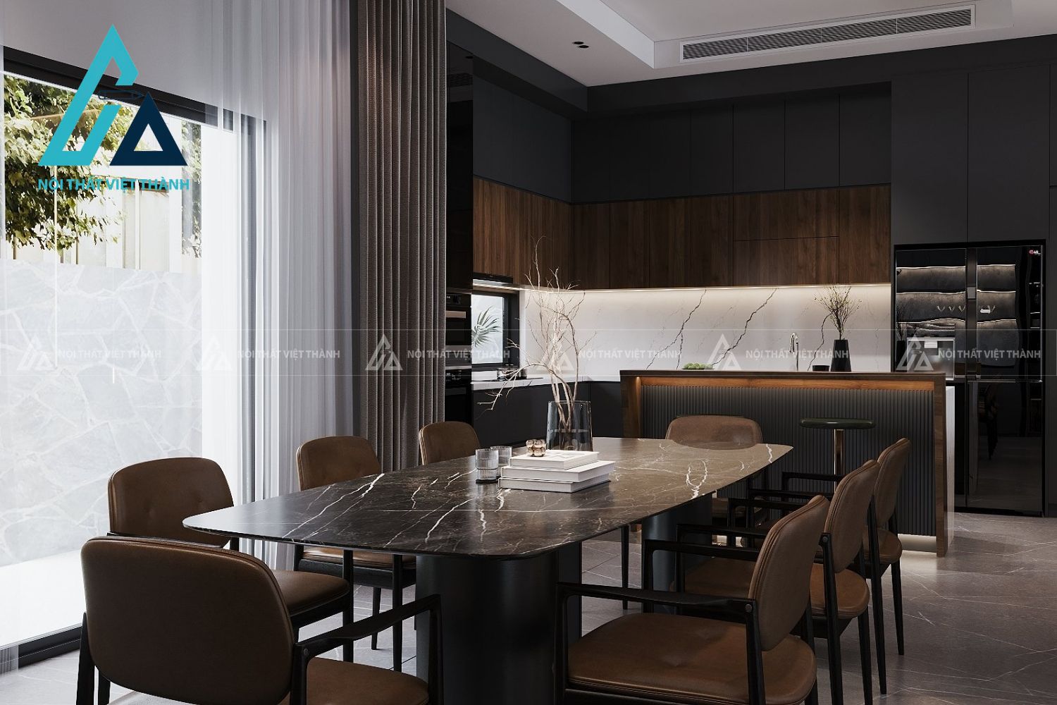 Tủ Bếp MDF Tinh Tế Mang Lại Không Gian Sạch Sẽ Gọn Gàng 2