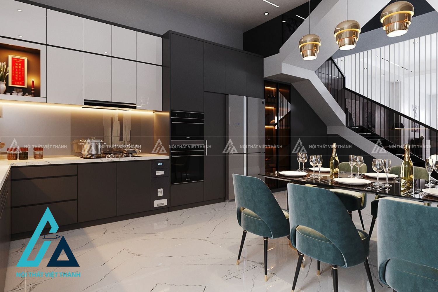 Tủ Bếp MDF Kiểu Dáng Thanh Thoát Phù Hợp Không Gian Bếp 2