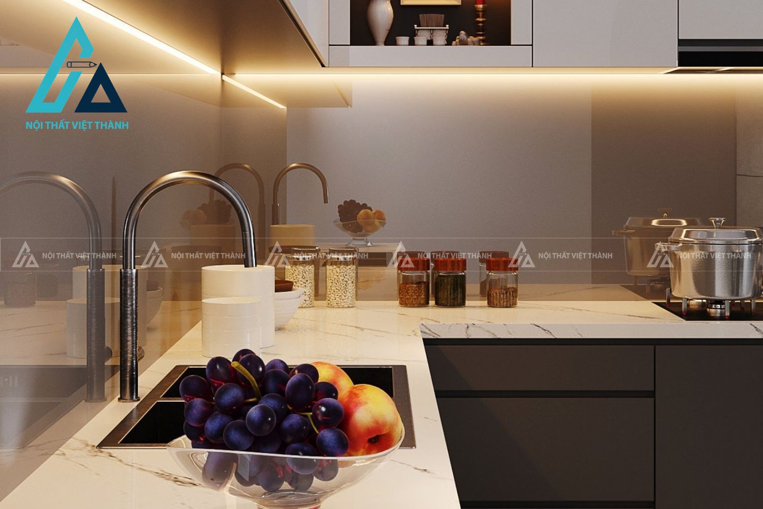 Tủ Bếp MDF Tinh Gọn Mang Lại Sự Gọn Gàng Ngăn Nắp