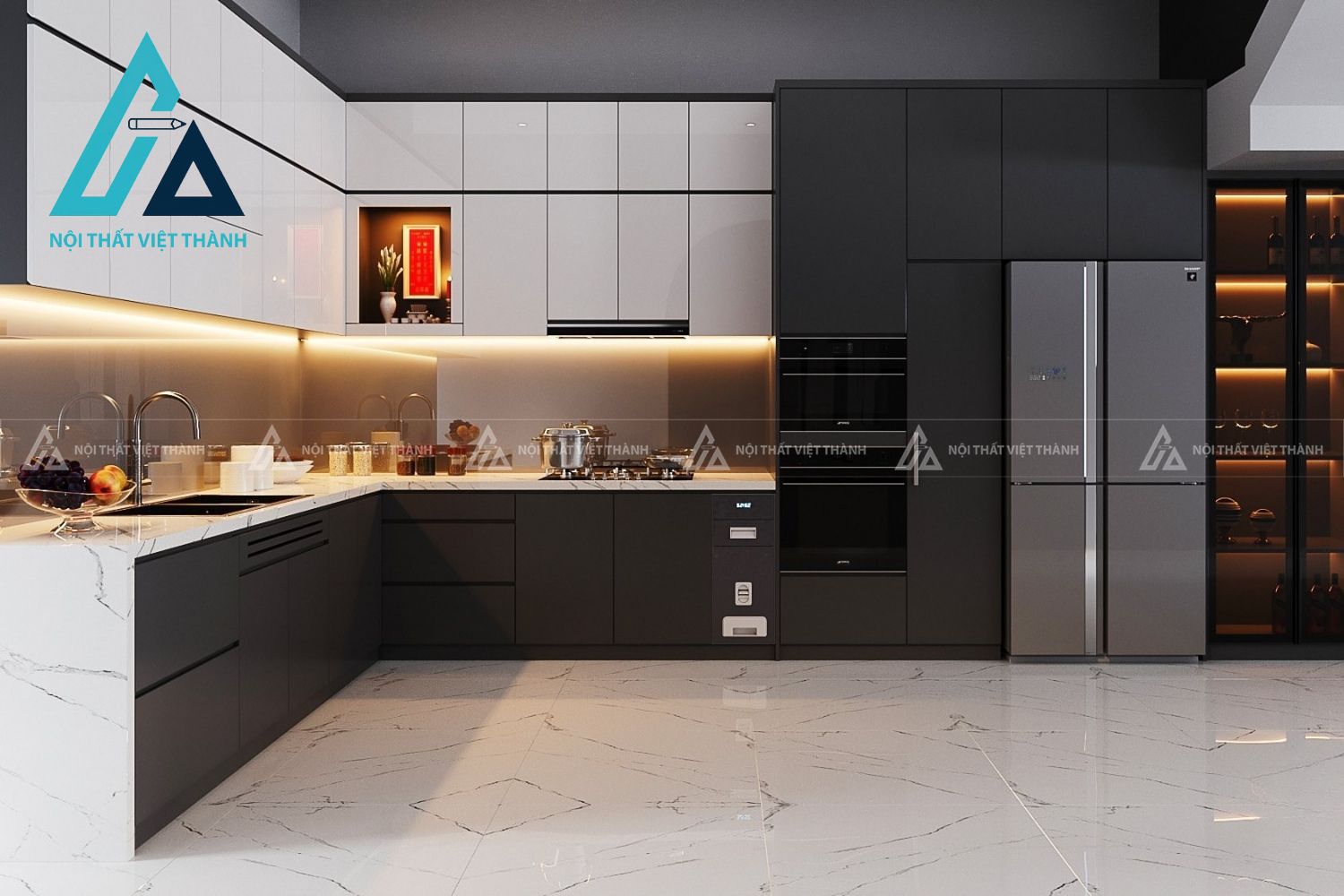 Tủ Bếp MDF Kiểu Dáng Thanh Thoát Phù Hợp Không Gian Bếp 3