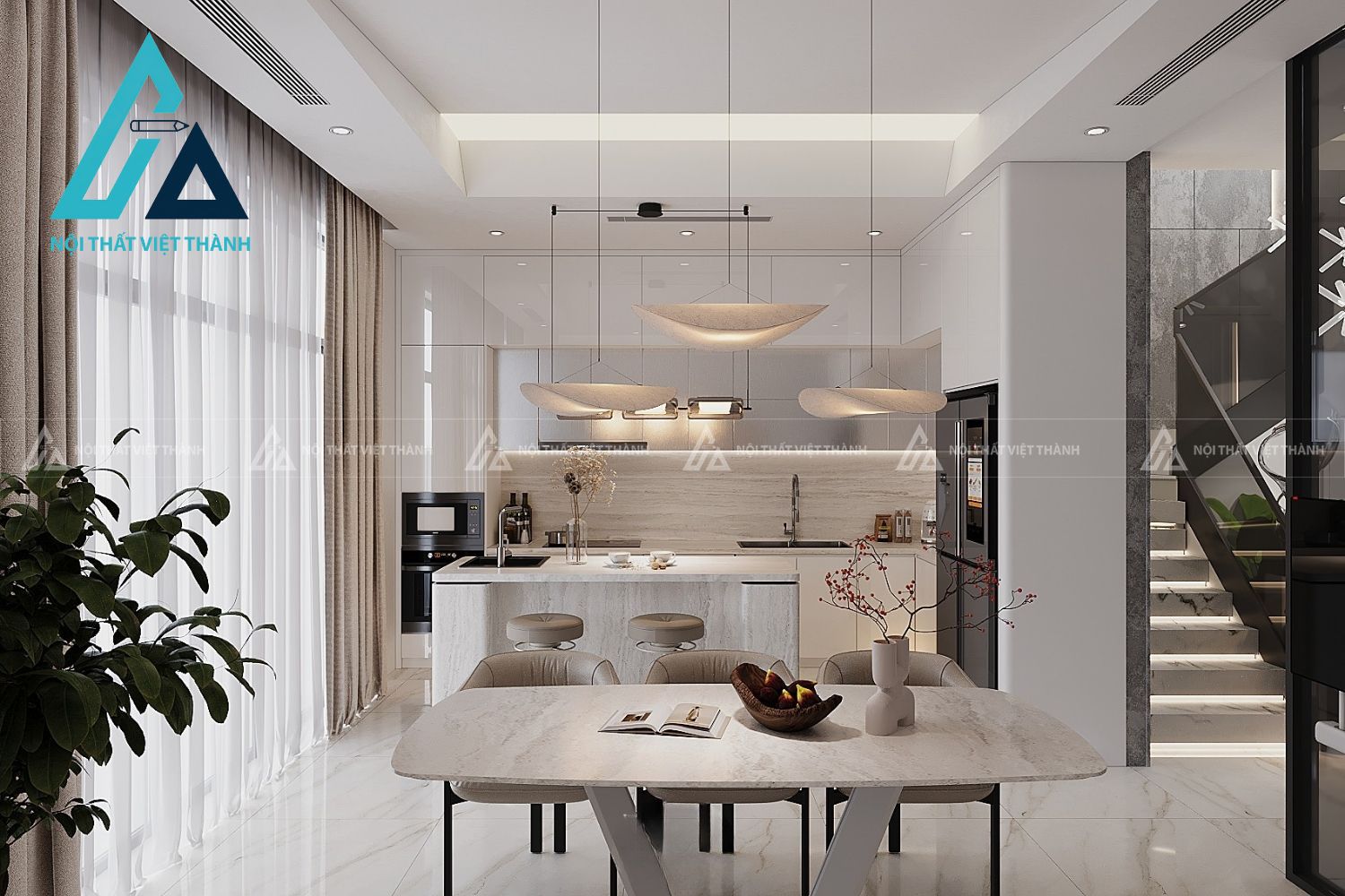 Tủ Bếp MDF Tối Giản Mang Lại Cảm Giác Thông Thoáng 3