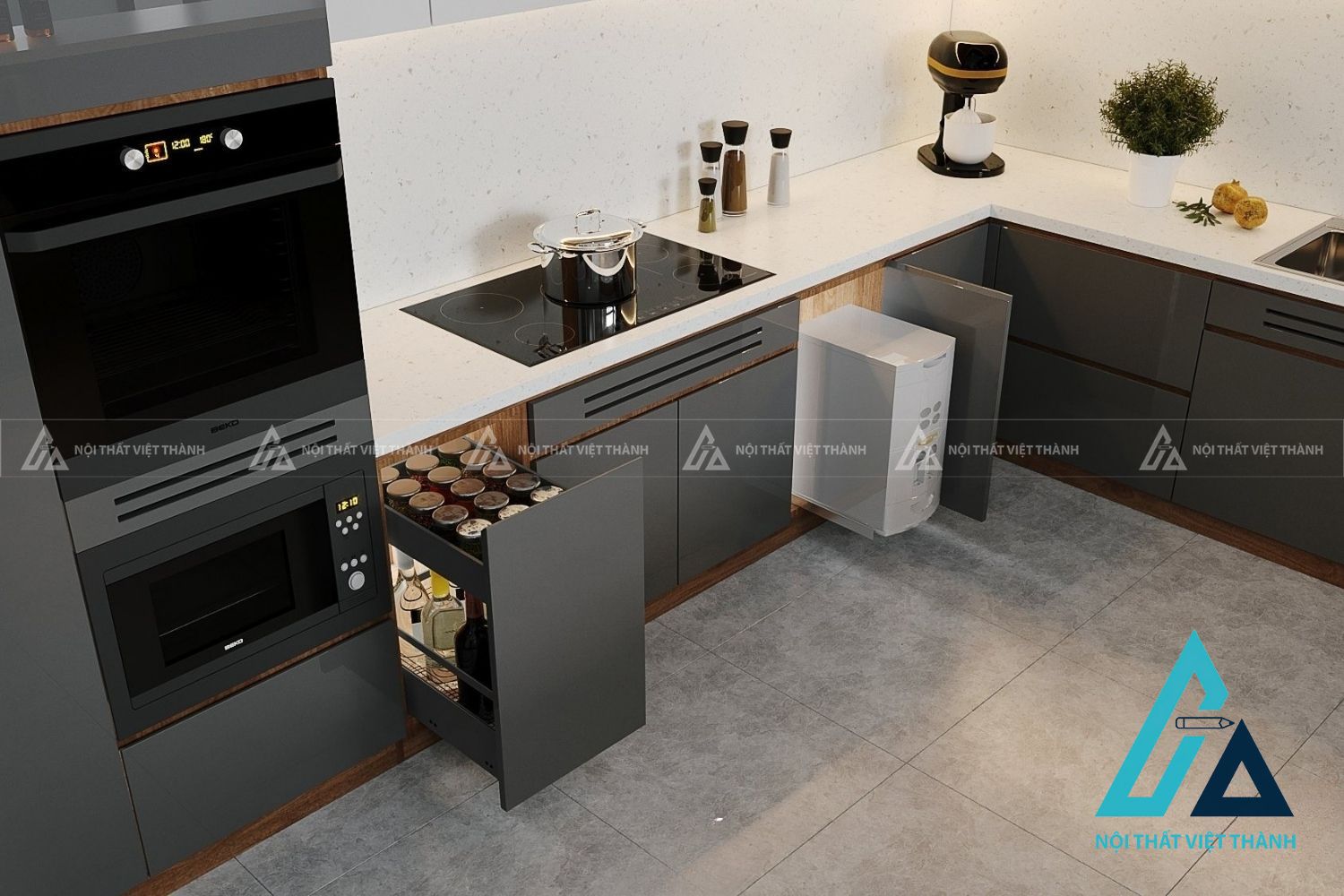 Tủ Bếp MDF Phong Cách Trẻ Trung Tạo Điểm Nhấn Ấn Tượng 4