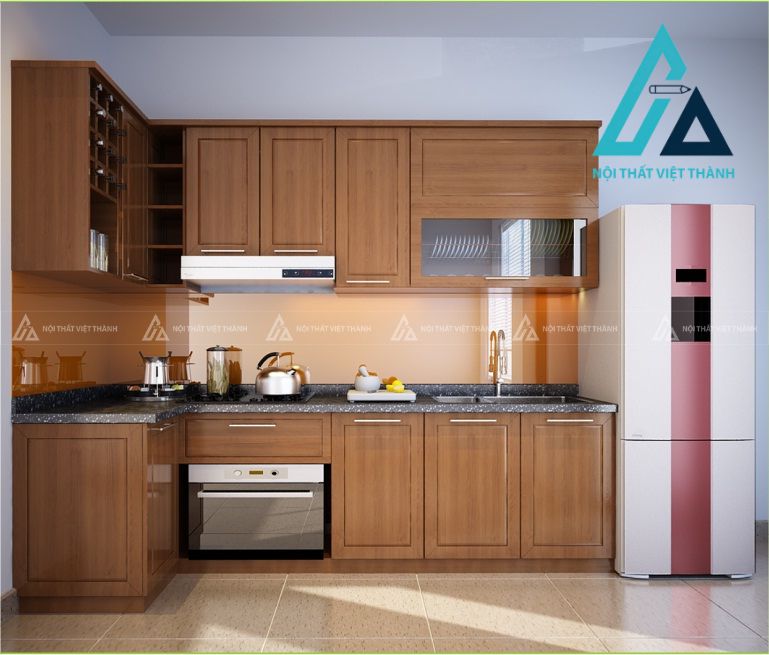 Tủ bếp gỗ màu nâu
