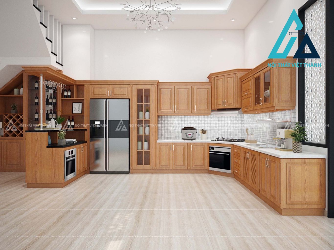 Tủ bếp gỗ tự nhiên mang lại giá trị lâu dài