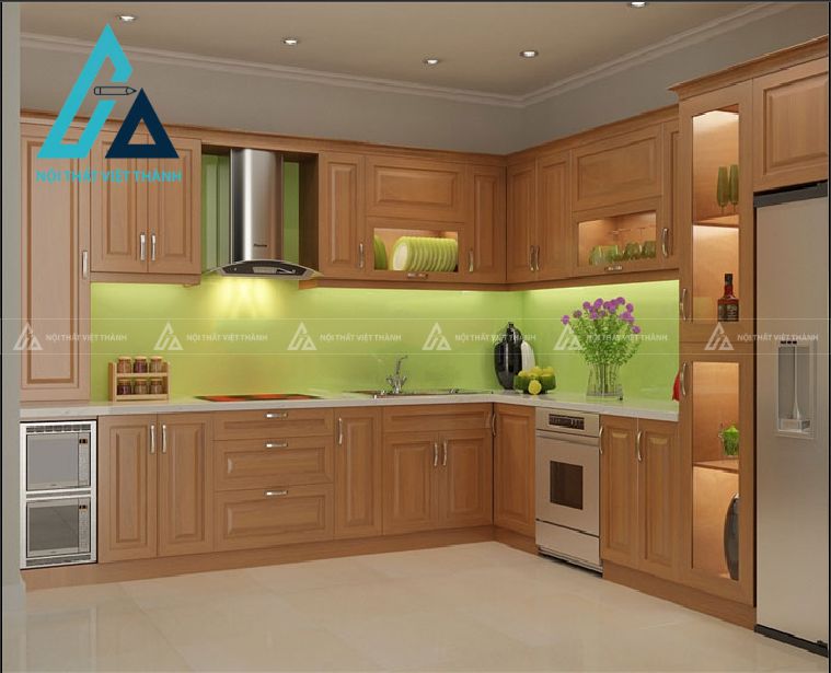 Tủ bếp gỗ tự nhiên thẩm mỹ cao