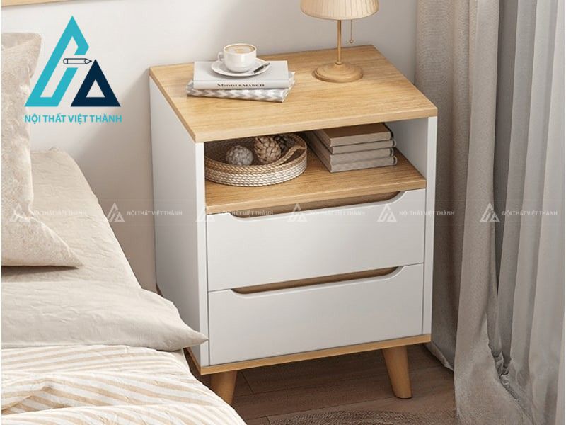 Tủ đầu giường trắng vàng trẻ trung