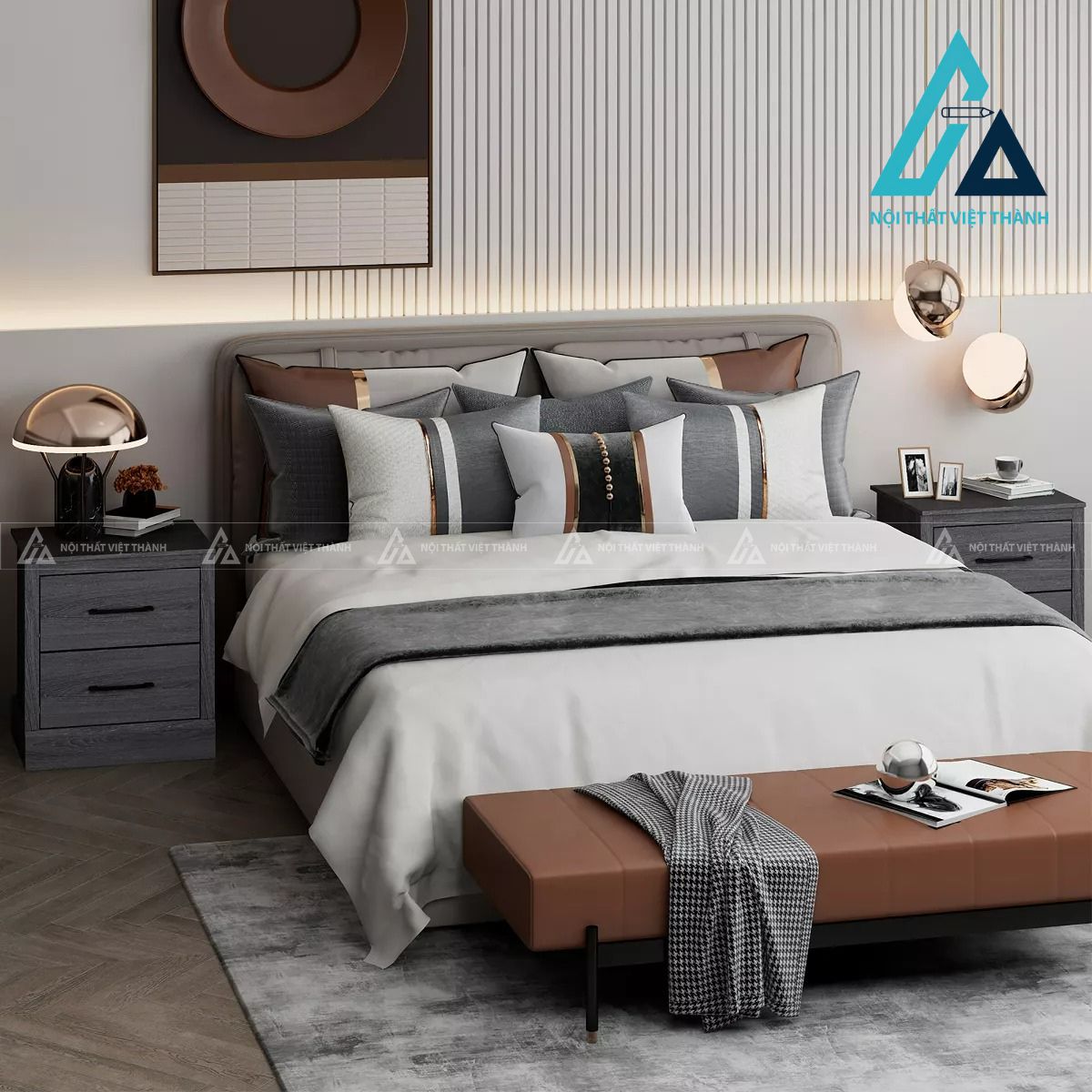 Tủ đầu giường MDF 2 ngăn kéo vân gỗ nhỏ gọn tiện dụng 1