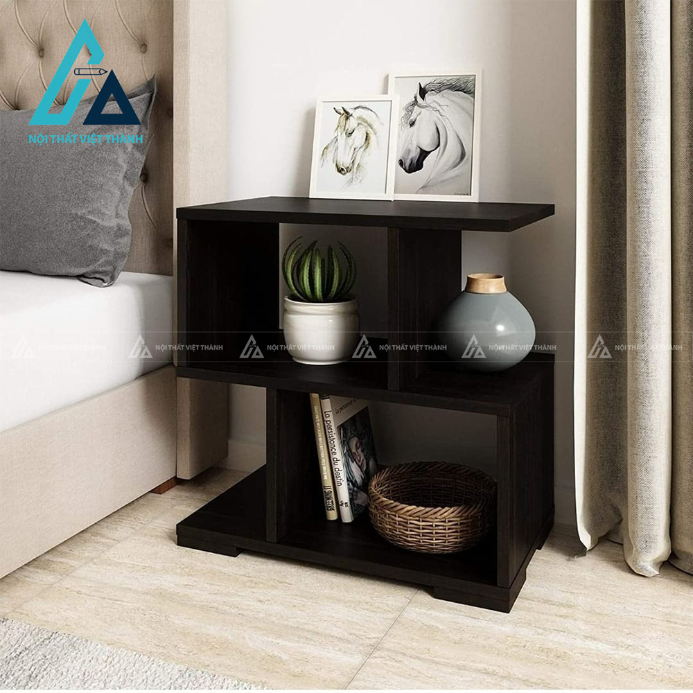 Tủ đầu giường MDF dáng chữ S vân gỗ hiện đại nhỏ gọn đa năng