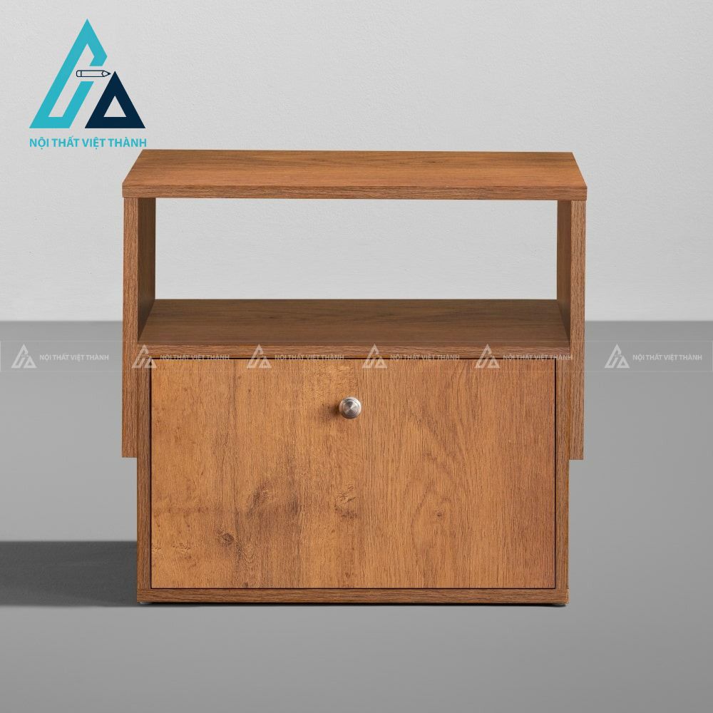 Tủ đầu giường MDF kèm kệ mở vân gỗ óc chó hiện đại đa năng 3