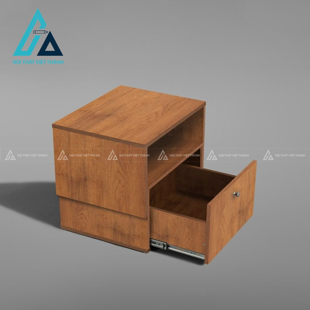 Tủ đầu giường MDF kèm kệ mở vân gỗ óc chó hiện đại đa năng 4