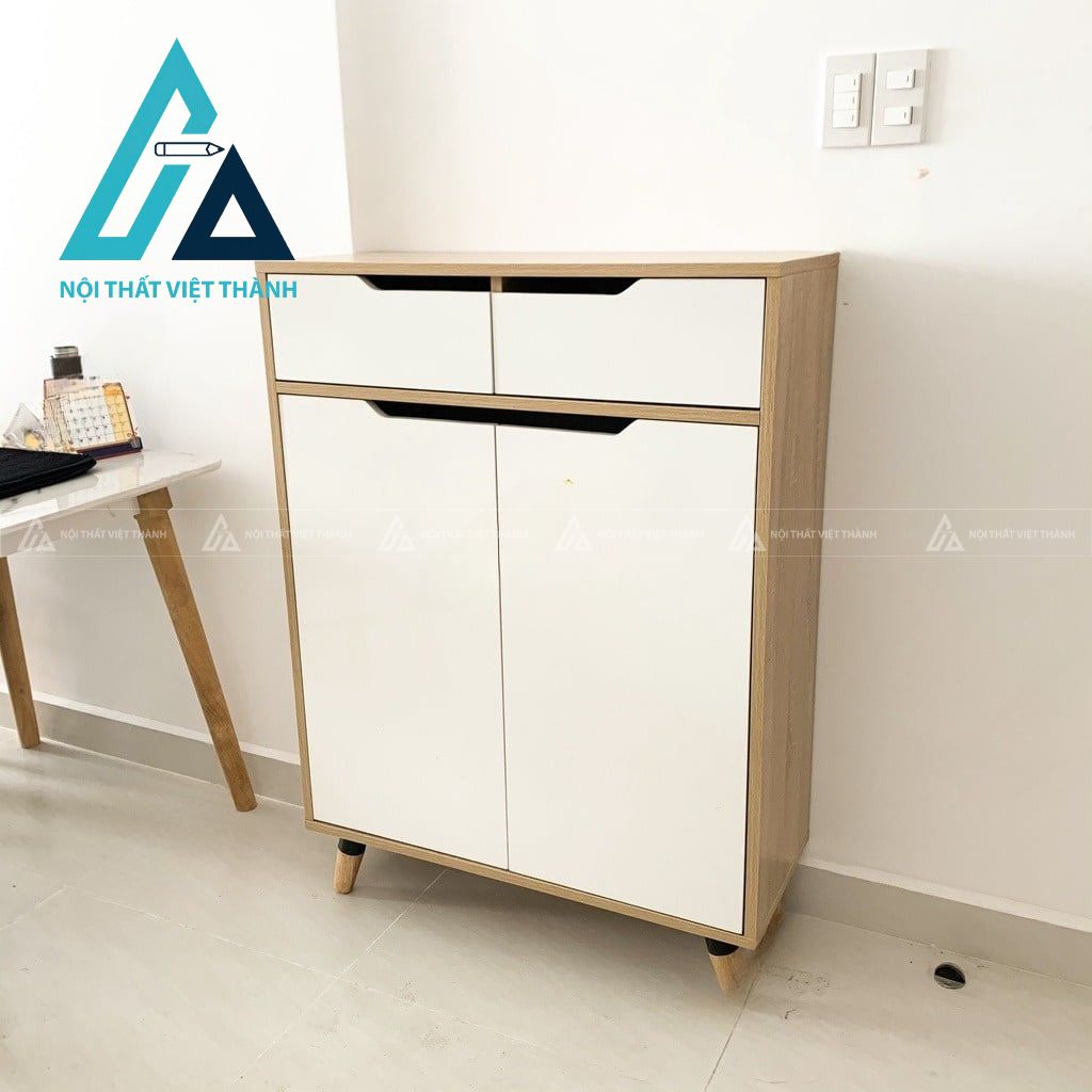 Tủ giày gỗ công nghiệp trắng- be