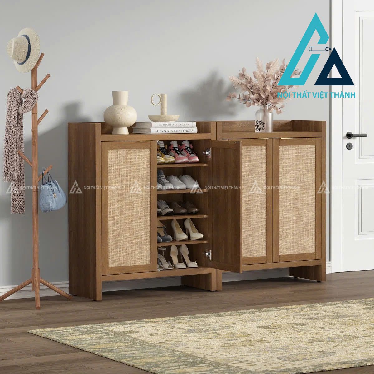 Tủ giày giam màu trung tính nhẹ nhàng