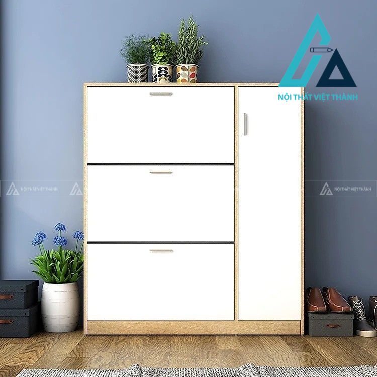 Tủ giày nhiều ngăn trắng- vàng