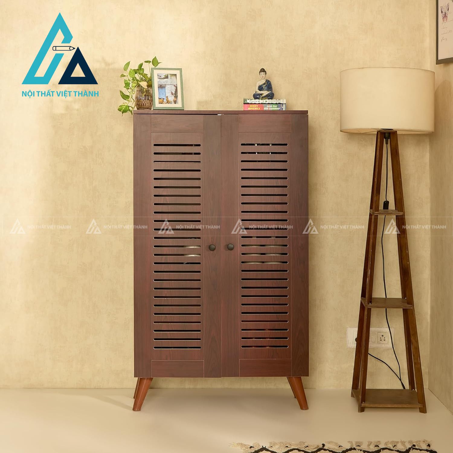 Tủ giày MDF 5 tầng đứng cao cửa chớp tiết kiệm diện tích