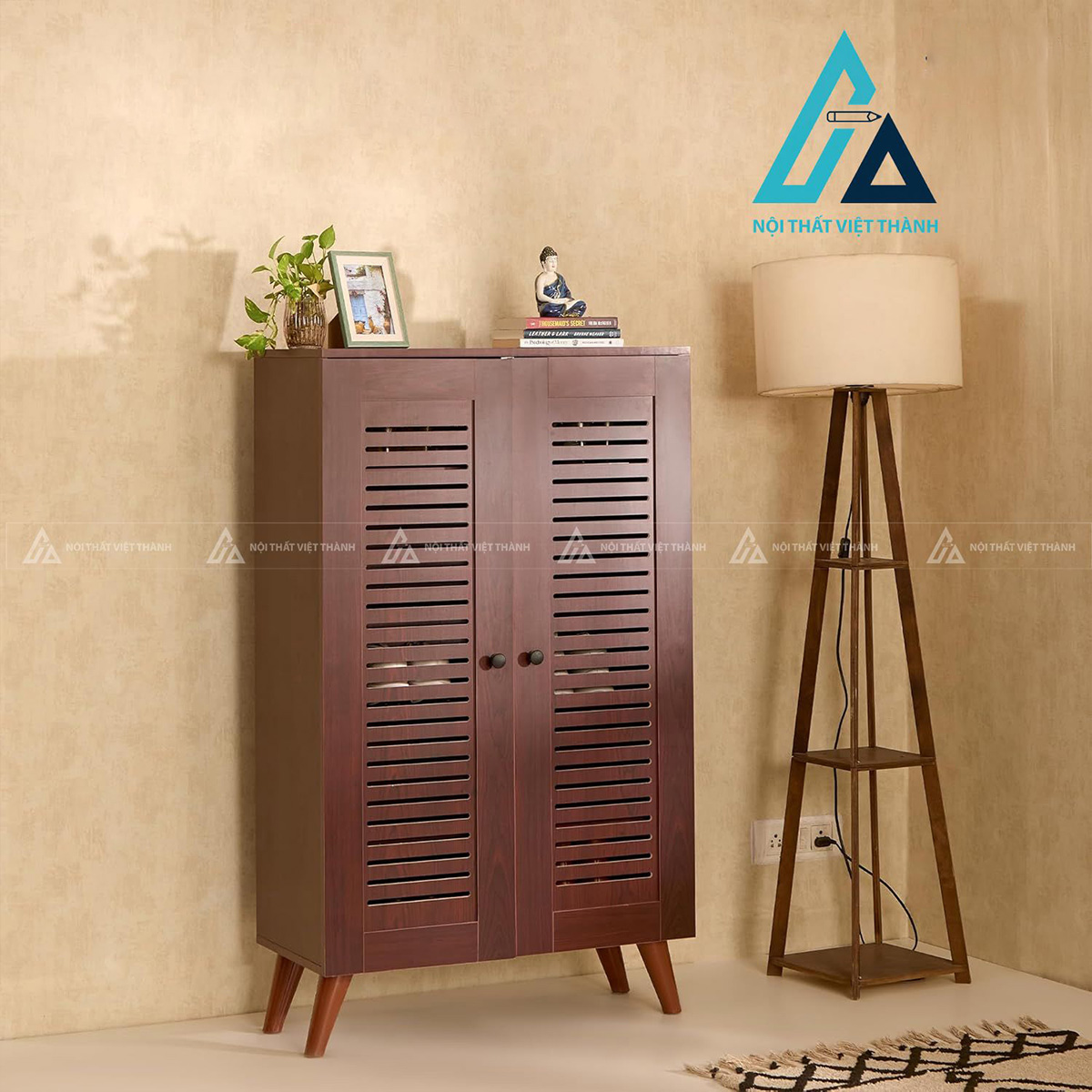 Tủ giày MDF 5 tầng đứng cao cửa chớp tiết kiệm diện tích 2